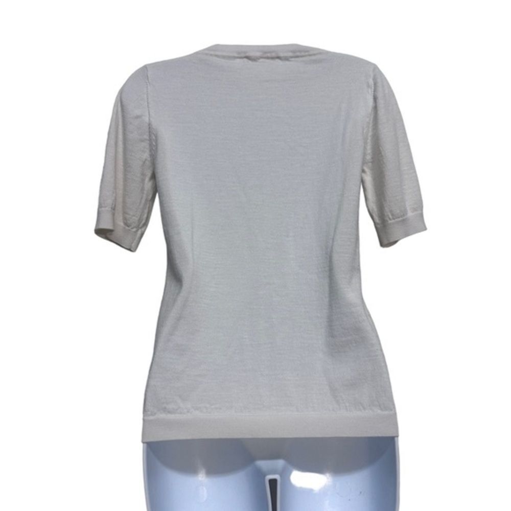 SuiStudio Merino wool short sleeves crewneck sweater L feminine minimalist - Picture 2 of 9